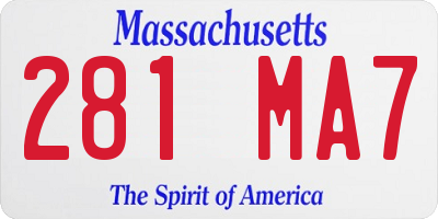 MA license plate 281MA7