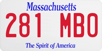 MA license plate 281MB0
