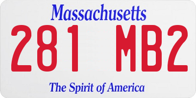 MA license plate 281MB2