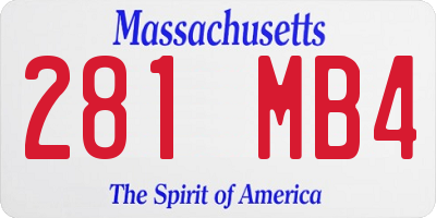 MA license plate 281MB4