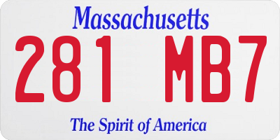 MA license plate 281MB7