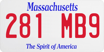 MA license plate 281MB9