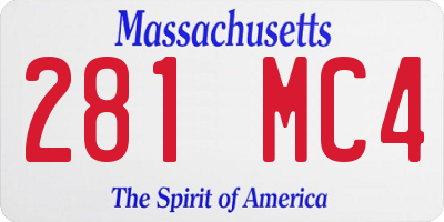 MA license plate 281MC4