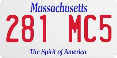 MA license plate 281MC5