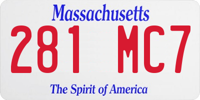MA license plate 281MC7