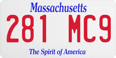 MA license plate 281MC9