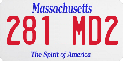 MA license plate 281MD2