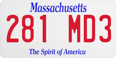 MA license plate 281MD3