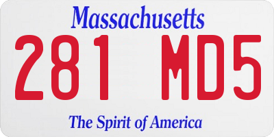MA license plate 281MD5