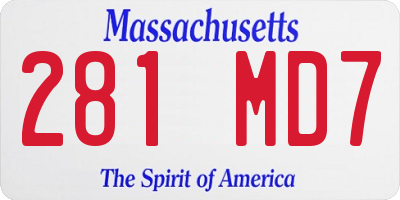 MA license plate 281MD7