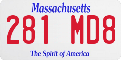 MA license plate 281MD8