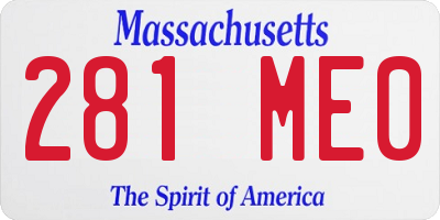 MA license plate 281ME0