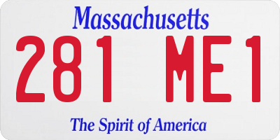 MA license plate 281ME1
