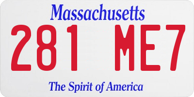 MA license plate 281ME7