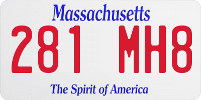 MA license plate 281MH8
