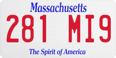 MA license plate 281MI9