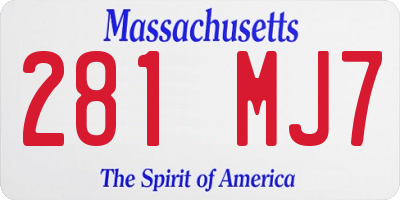 MA license plate 281MJ7