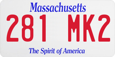 MA license plate 281MK2