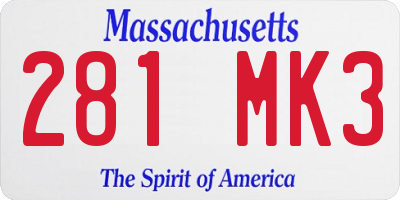 MA license plate 281MK3