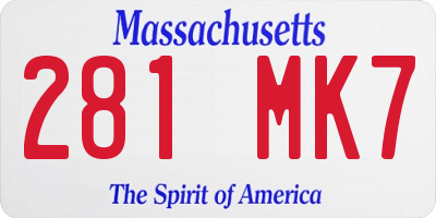 MA license plate 281MK7