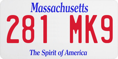 MA license plate 281MK9