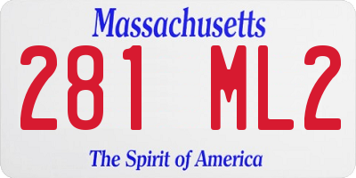 MA license plate 281ML2