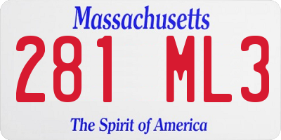 MA license plate 281ML3