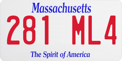 MA license plate 281ML4