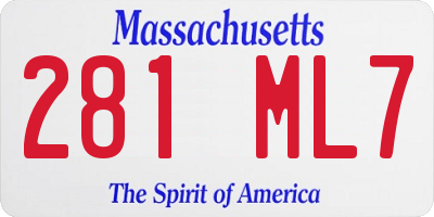 MA license plate 281ML7