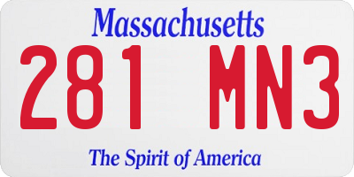 MA license plate 281MN3