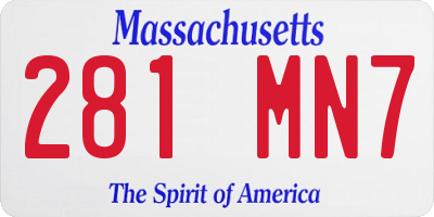 MA license plate 281MN7