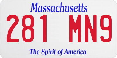 MA license plate 281MN9