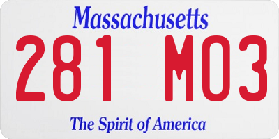 MA license plate 281MO3