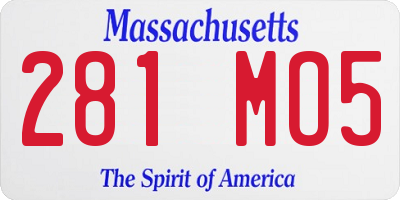 MA license plate 281MO5