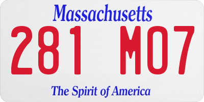 MA license plate 281MO7