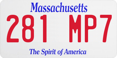 MA license plate 281MP7