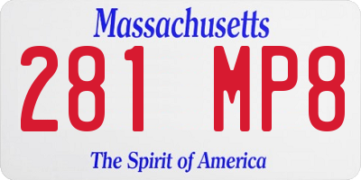 MA license plate 281MP8