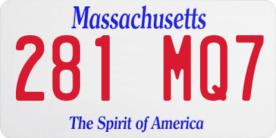 MA license plate 281MQ7