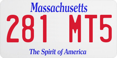 MA license plate 281MT5