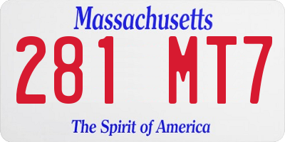 MA license plate 281MT7