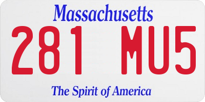 MA license plate 281MU5