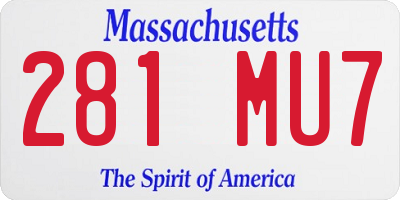 MA license plate 281MU7