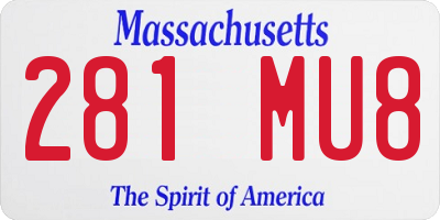 MA license plate 281MU8