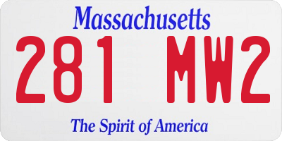 MA license plate 281MW2