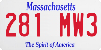 MA license plate 281MW3