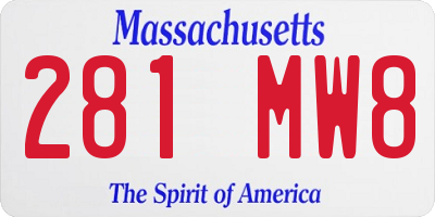 MA license plate 281MW8