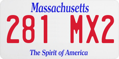 MA license plate 281MX2