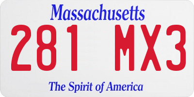 MA license plate 281MX3