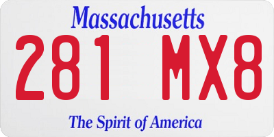 MA license plate 281MX8