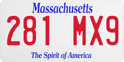 MA license plate 281MX9